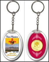 New Mexico - Land Of Enchantment Keychain - with Gold Plated State Quarter MAIN