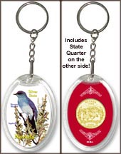 Nevada - State Bird & Flower Keychain - with Gold Plated State Quarter MAIN