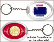 Nevada - State Flag Keychain - with Gold Plated State Quarter MAIN