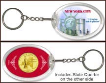 New York - New York City Keychain - with Gold Plated State Quarter MAIN