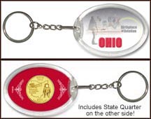 Ohio - Birthplace of Aviation Keychain - with Gold Plated State Quarter MAIN