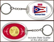 Ohio - State Flag Keychain - with Gold Plated State Quarter MAIN