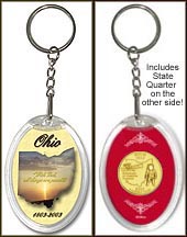 Ohio - State Motto Keychain - with Gold Plated State Quarter MAIN