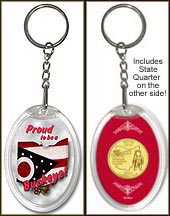 Ohio - Proud to be a Buckeye Keychain - with Gold Plated State Quarter MAIN