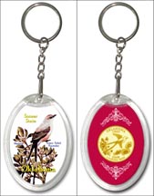 Oklahoma State Bird & Flower Keychain - with Gold Plated State Quarter MAIN