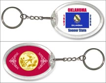 Oklahoma State Flag Keychain - with Gold Plated State Quarter MAIN