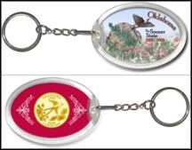Oklahoma - The Sooner State Keychain - with Gold Plated State Quarter MAIN