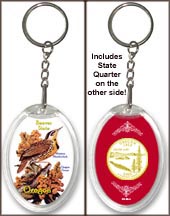 Oregon - State Bird & Flower Keychain - with Gold Plated State Quarter MAIN