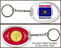 Pennsylvania - State Flag Keychain - with Gold Plated State Quarter MAIN