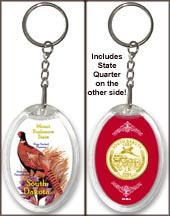 South Dakota - State Bird & Flower Keychain - with Gold Plated State Quarter MAIN