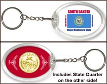 South Dakota - State Flag Keychain - with Gold Plated State Quarter MAIN