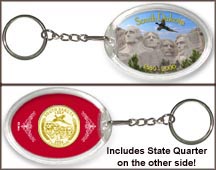 South Dakota - Mt. Rushmore Keychain - with Gold Plated State Quarter MAIN