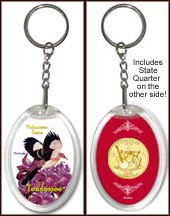 Tennessee - State Bird & Flower Keychain - with Gold Plated State Quarter MAIN