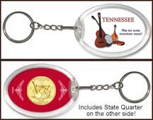 Tennessee - Mountain Music Keychain - with Gold Plated State Quarter MAIN
