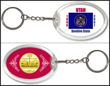 Utah - State Flag Keychain - with Gold Plated State Quarter MAIN