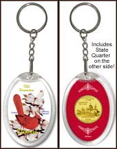 Virginia - State Bird & Flower Keychain - with Gold Plated State Quarter MAIN