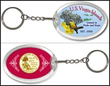 US Virgin Islands - Bird Keychain - with Gold Plated Territorial Quarter MAIN