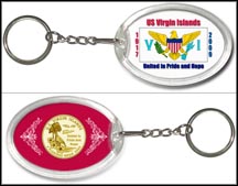 US Virgin Islands Flag Keychain - with Gold Plated Territorial Quarter MAIN