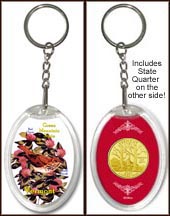 Vermont - State Bird & Flower Keychain - with Gold Plated State Quarter MAIN