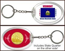 Vermont - State Flag Keychain - with Gold Plated State Quarter MAIN