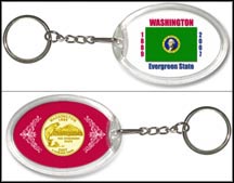 Washington - State Flag Keychain - with Gold Plated State Quarter MAIN