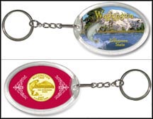 Washington - The Evergreen State Keychain - with Gold Plated State Quarter MAIN