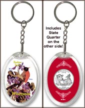 Wisconsin - State Bird & Flower Keychain MAIN