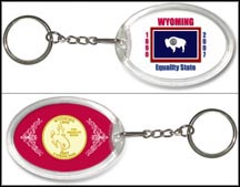 Wyoming - State Flag Keychain - with Gold Plated State Quarter MAIN