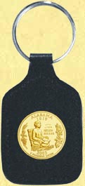 Alabama Quarter Leather Keyring - with Gold Plated State Quarter MAIN