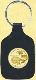 American Samoa Quarter Leather Keyring - with Gold Plated Territorial Quarter MAIN