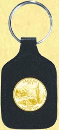 Arizona Quarter Leather Keyring - with Gold Plated State Quarter MAIN