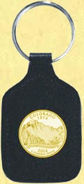 Colorado Quarter Leather Keyring - with Gold Plated State Quarter MAIN