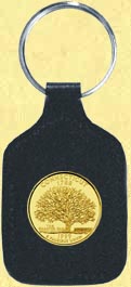 Connecticut Quarter Leather Keyring - with Gold Plated State Quarter MAIN