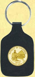 District of Columbia Quarter Leather Keyring - with Gold Plated Territorial Quarter MAIN
