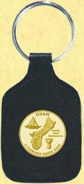 Guam Quarter Leather Keyring - with Gold Plated Territorial Quarter MAIN