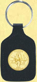Illinois Quarter Leather Keyring - with Gold Plated State Quarter MAIN