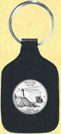 Maine Quarter Leather Keyring MAIN