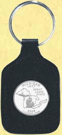 Michigan Quarter Leather Keyring MAIN