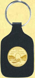 Missouri Quarter Leather Keyring - with Gold Plated State Quarter MAIN