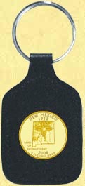 New Mexico Quarter Leather Keyring - with Gold Plated State Quarter MAIN