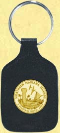 Northern Mariana Islands Quarter Leather Keyring - with Gold Plated Territorial Quarter MAIN