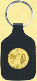 Ohio Quarter Leather Keyring - with Gold Plated State Quarter MAIN