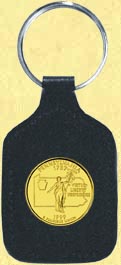 Pennsylvania Quarter Leather Keyring - with Gold Plated State Quarter MAIN