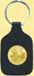 Puerto Rico Quarter Leather Keyring - with Gold Plated Territorial Quarter MAIN