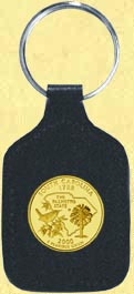 South Carolina Quarter Leather Keyring - with Gold Plated State Quarter MAIN