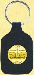 Utah Quarter Leather Keyring - with Gold Plated State Quarter MAIN