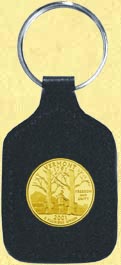 Vermont Quarter Leather Keyring - with Gold Plated State Quarter MAIN
