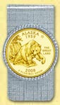 Alaska Quarter Money Clip - with Gold Plated State Quarter MAIN