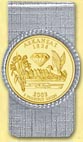 Arkansas Quarter Money Clip - with Gold Plated State Quarter MAIN