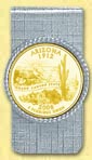 Arizona Quarter Money Clip - with Gold Plated State Quarter MAIN